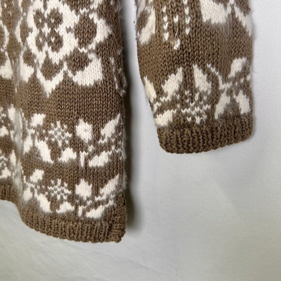 Express Handknitted International Vintage Tan and White Cotton Angora Sweater XS - Picture 5 of 11
